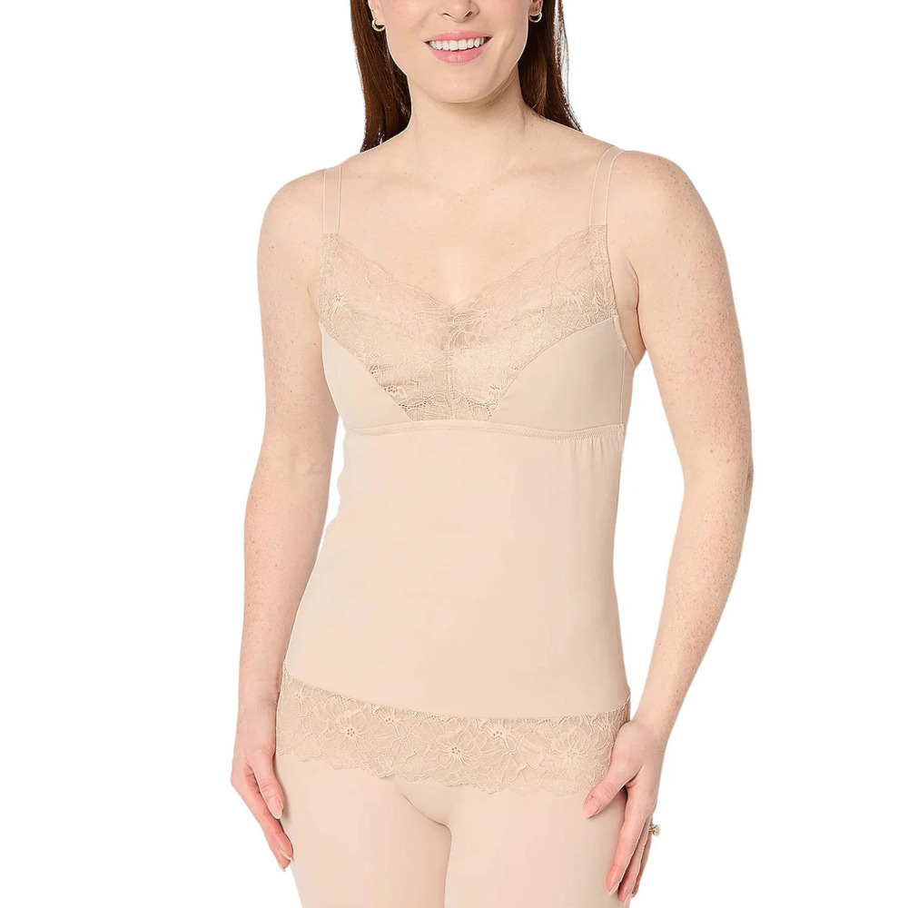 Breezies Women's Soft Support Lace Bra Camisole Sun Beige - Regular